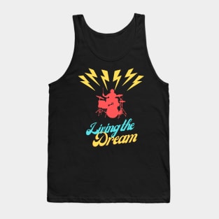 Rock star playing drummer living the dream Tank Top